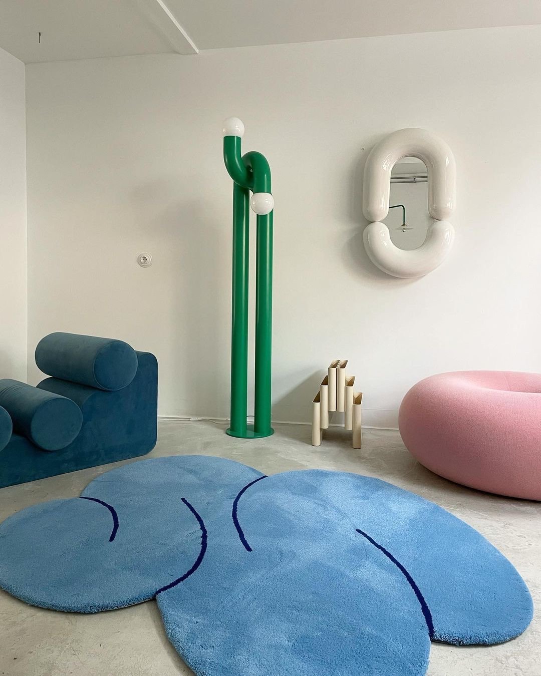 Cloud Blue Squiggle Rug