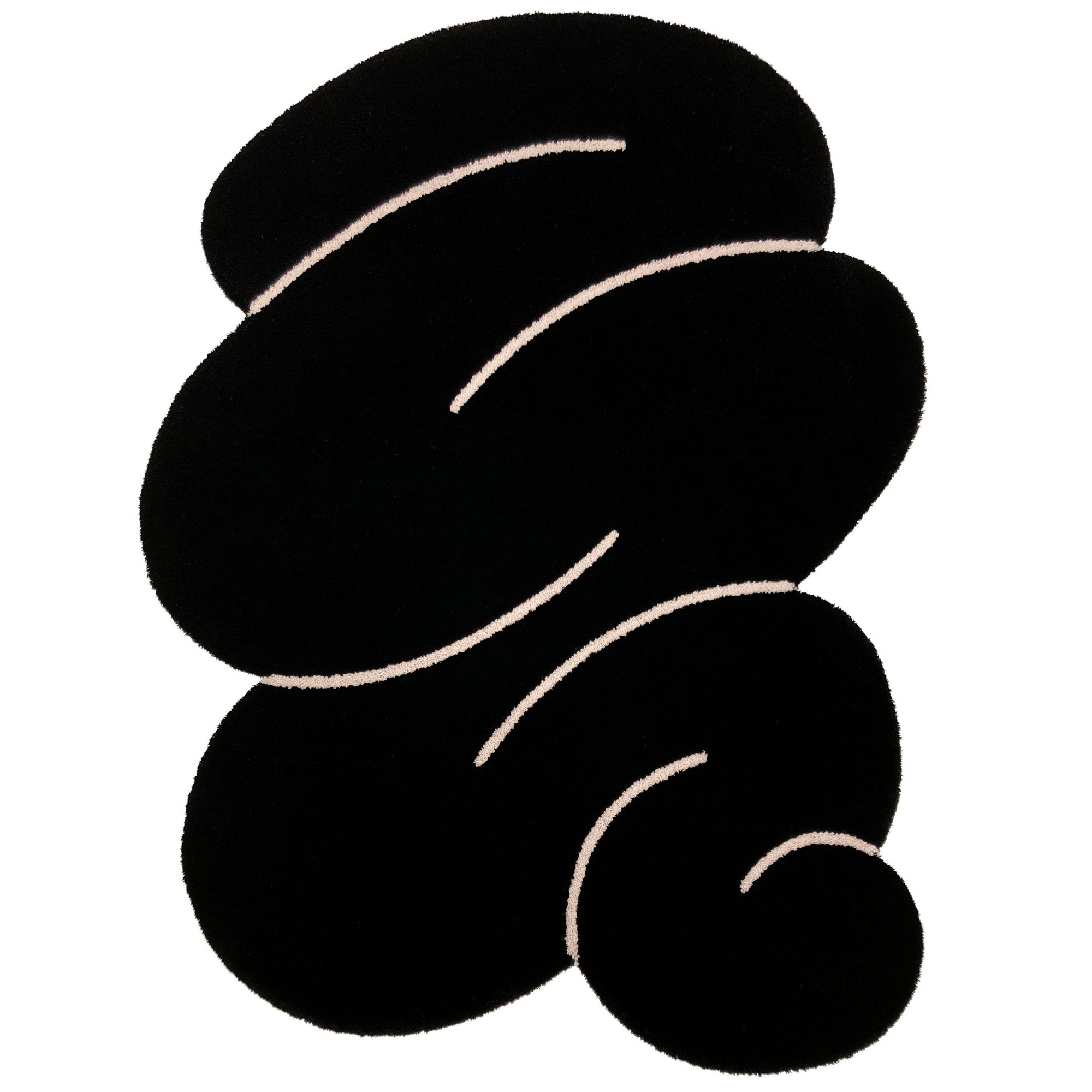 Midnight Black Squiggle Rug